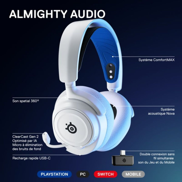 Casque gamer STEELSERIES Arctis Nova 7p white