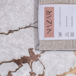 STAMPA - Tapis salon motif effet mabre antidérapant et lavable en machine à 30°C doré