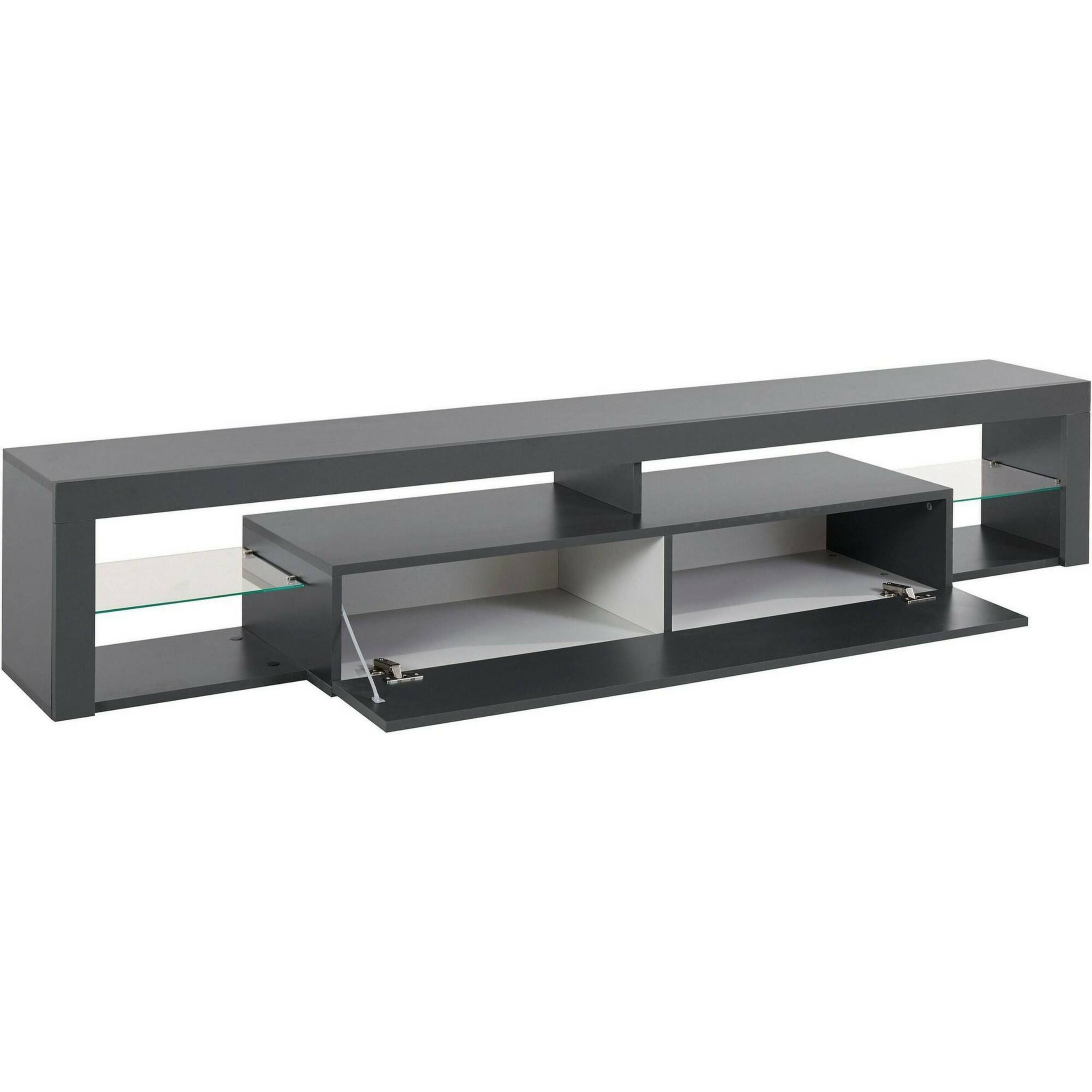 Mobile porta TV Dcolombin, Base porta TV, Credenza bassa da soggiorno a 1 anta, 100% Made in Italy, 200x40h35 cm, Antracite