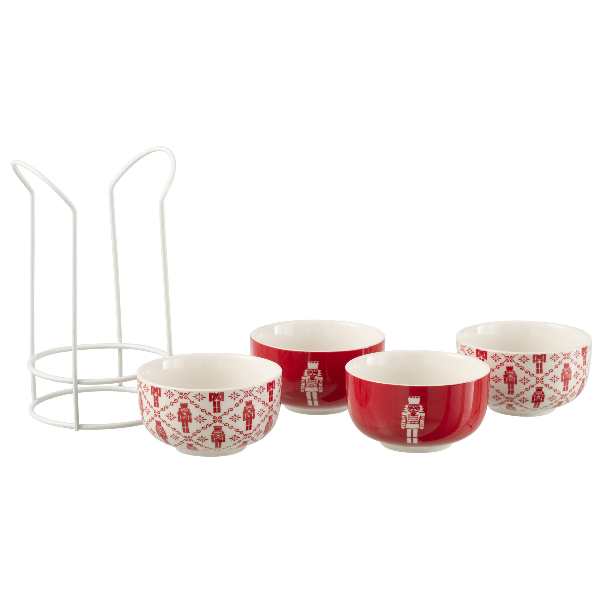 J-Line bol + socle Casse-Noisette - métal/céramique - rouge - boîte de 4