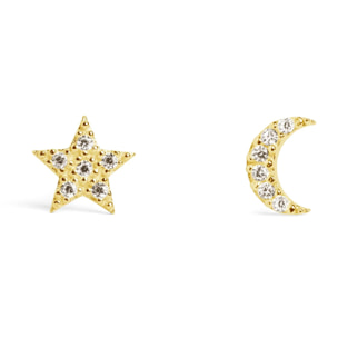 Orecchini Moon & Star Argento Placcato Oro