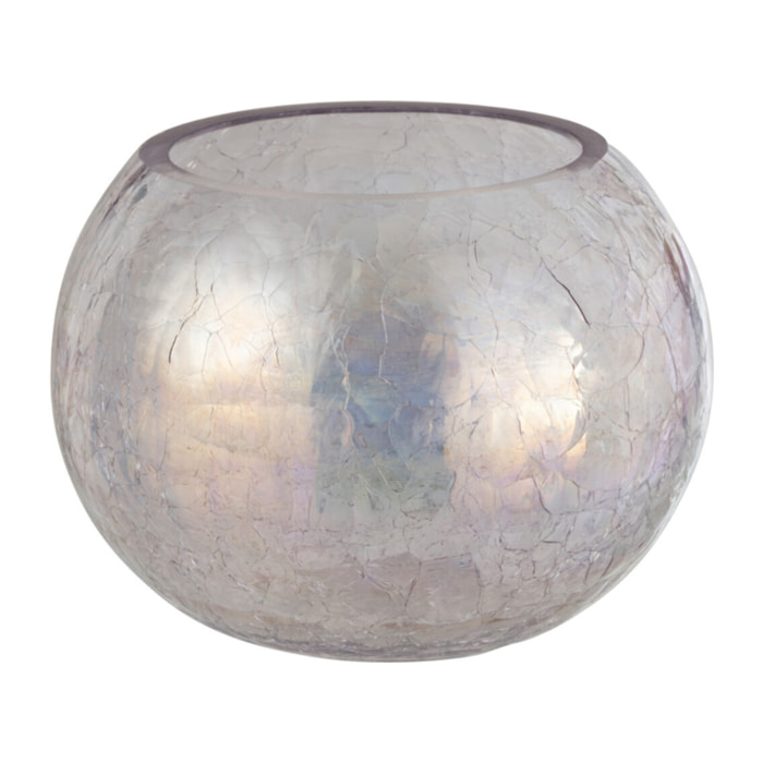 J-Line Photophore Boule Craquele Verre Effet Nacre Mauve Medium