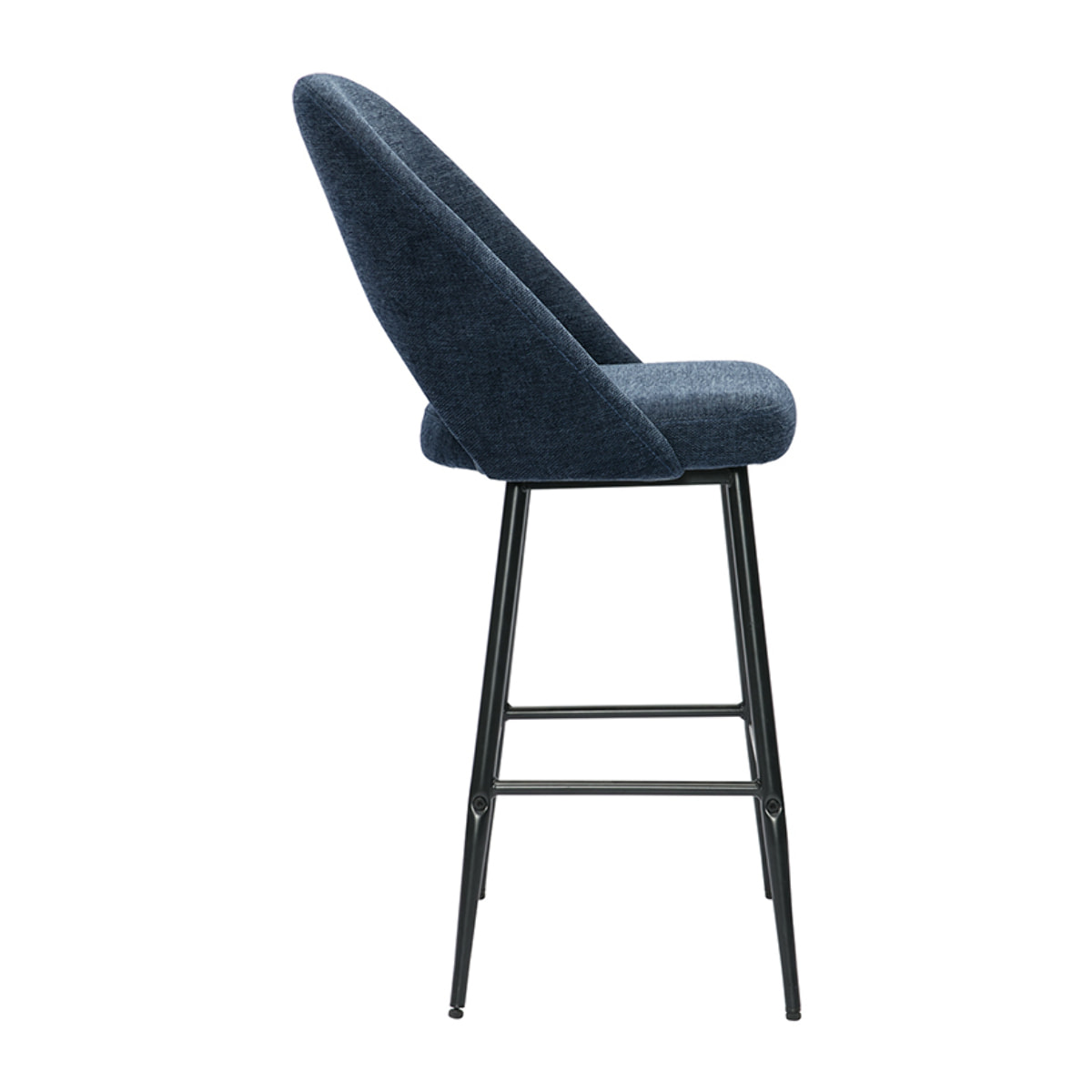 Tabourets de bar en tissu effet velours texturé bleu foncé H65 cm (lot de 2) COSETTE