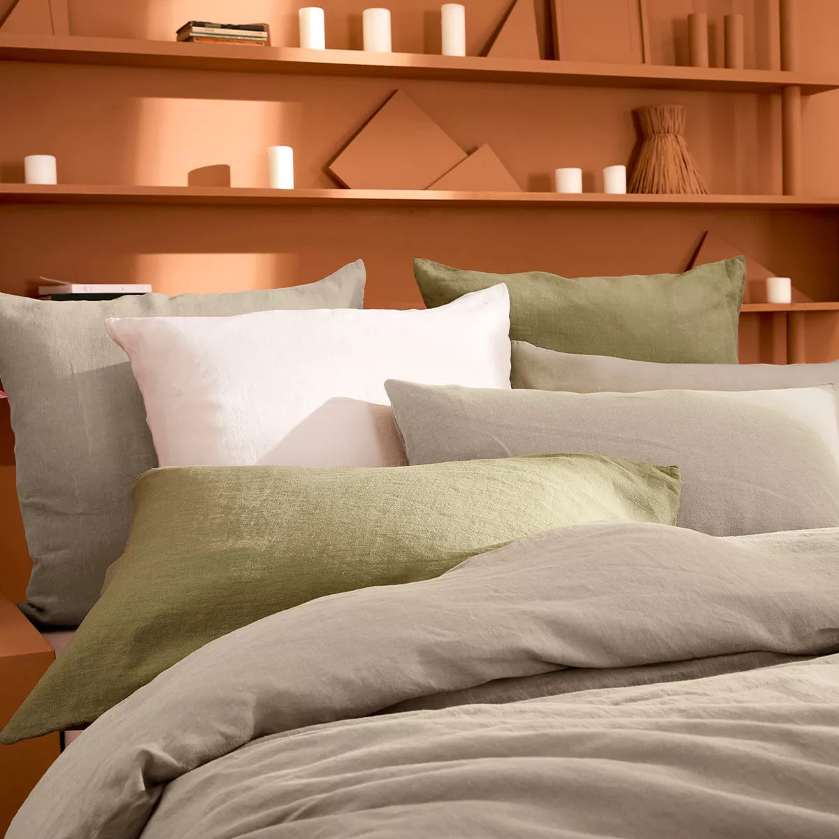 Taie d'oreiller pur lin lavé 165 g/m² uni beige Le lin lave lin