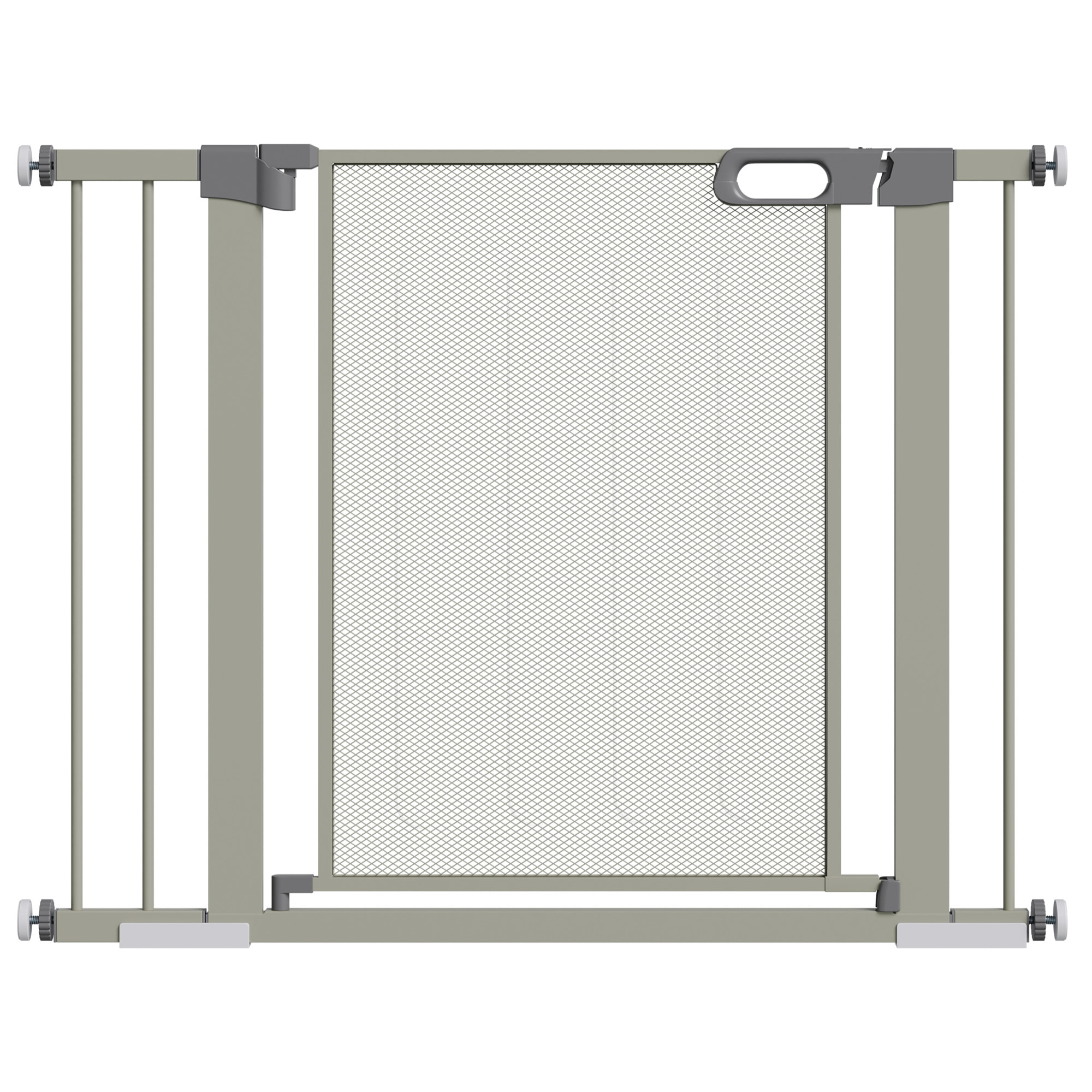 Barrière de sécurité animaux - longueur réglable dim. 75-103 cm - porte double verrouillage, ouverture double sens -sans perçage - acier ABS gris