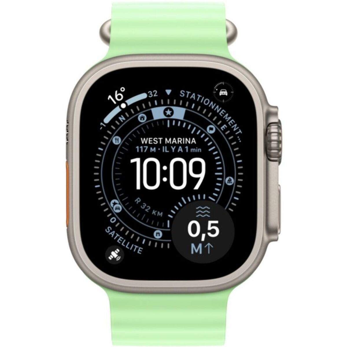 Bracelet APPLE 49 mm  Océan vert fluo - Ftitane naturel