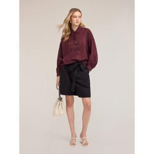 Motivi - Camisa oversize de muselina con lazos - Violeta