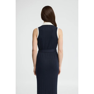 Vestido azul marino de canalé con lazada Polo Club