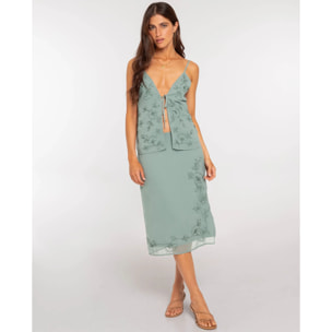 Top de tirantes de mujer con bordado y lazada