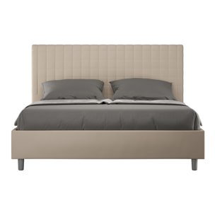 Letto matrimoniale senza rete imbottito 160x200 similpelle tortora Sunny