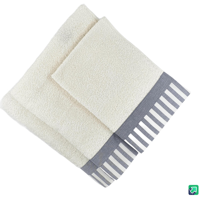 Set Spugna AMALFI 3 Pezzi: Viso+Ospite+Telo Bagno - 450 gr/m² - 100% Puro Cotone