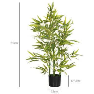 Juego de 2 Plantas Artificiales 90 cm Bambú Artificial con Maceta Plantas Sintéticas para Decoración Hogar Salón Oficina Verde
