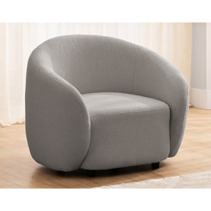 Flore - Fauteuil en tissu bouclette - Gris