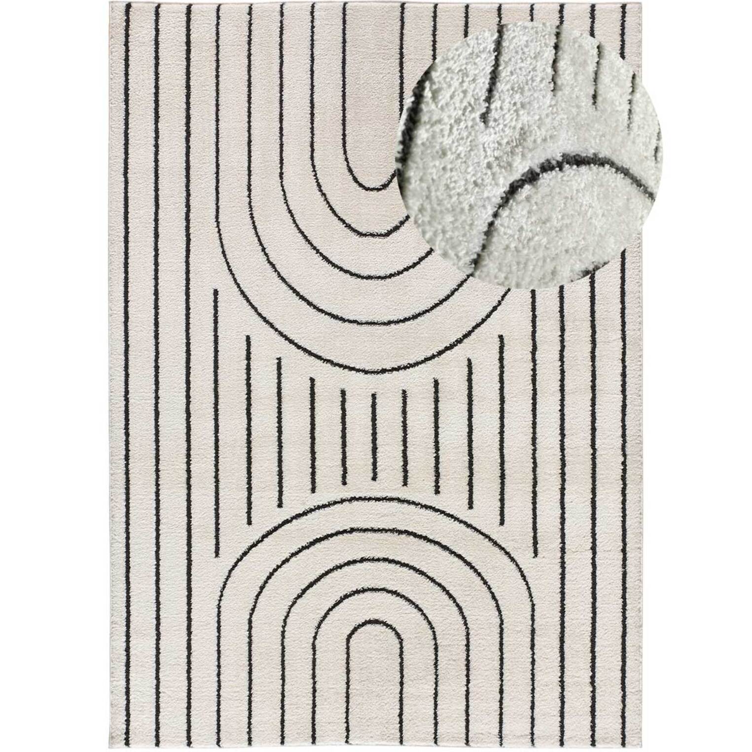BLANCHE Alfombra geometrica con relieve en blanco y negro, varias medidas disponibles.