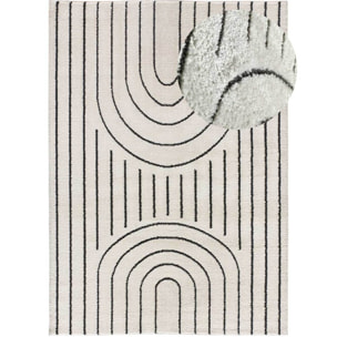 BLANCHE Alfombra geometrica con relieve en blanco y negro, varias medidas disponibles.