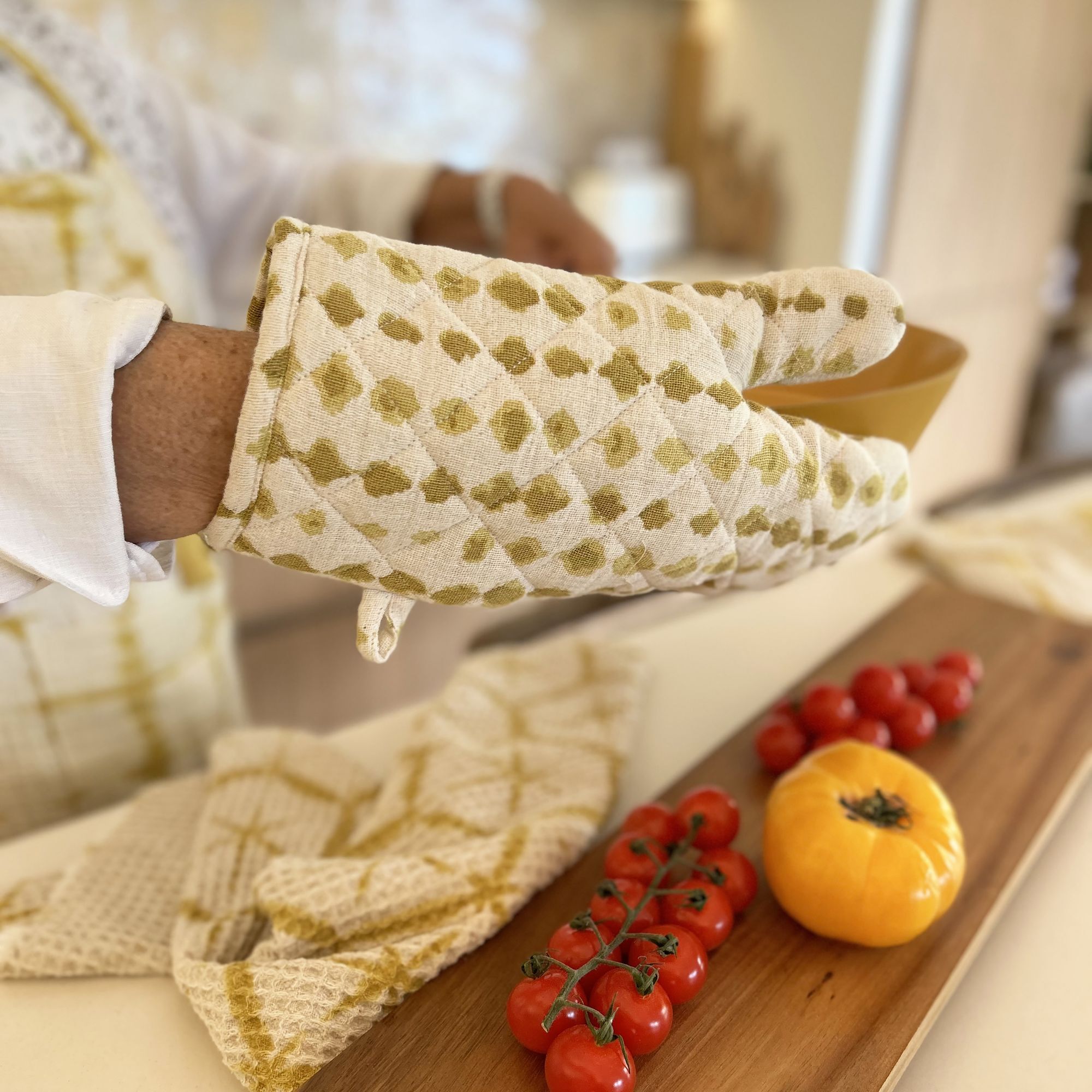 Set gant et manique jaune EGITO