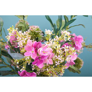 Bouquet Legato Con Ortensie. Altezza 55 Cm - Pezzi 3 - 30X55X30cm - Colore: Rosa - Bianchi Dino - Fiori Artificiali