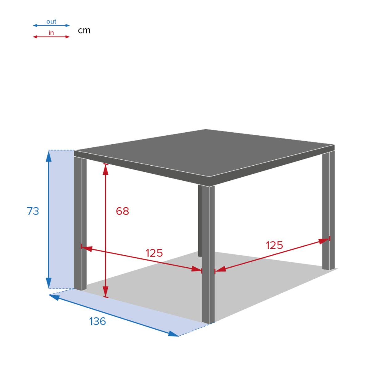 Table de jardin carrée Piazza Graphite