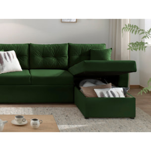 Astoria - canapé d'angle réversible - convertible avec coffre - style contemporain- 4 places - Vert