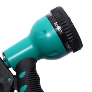 Dévidoir mural enrouleur automatique pivotant 180° tuyau 15 + 1,5 m avec lance arrosage support mural intégré turquoise noir