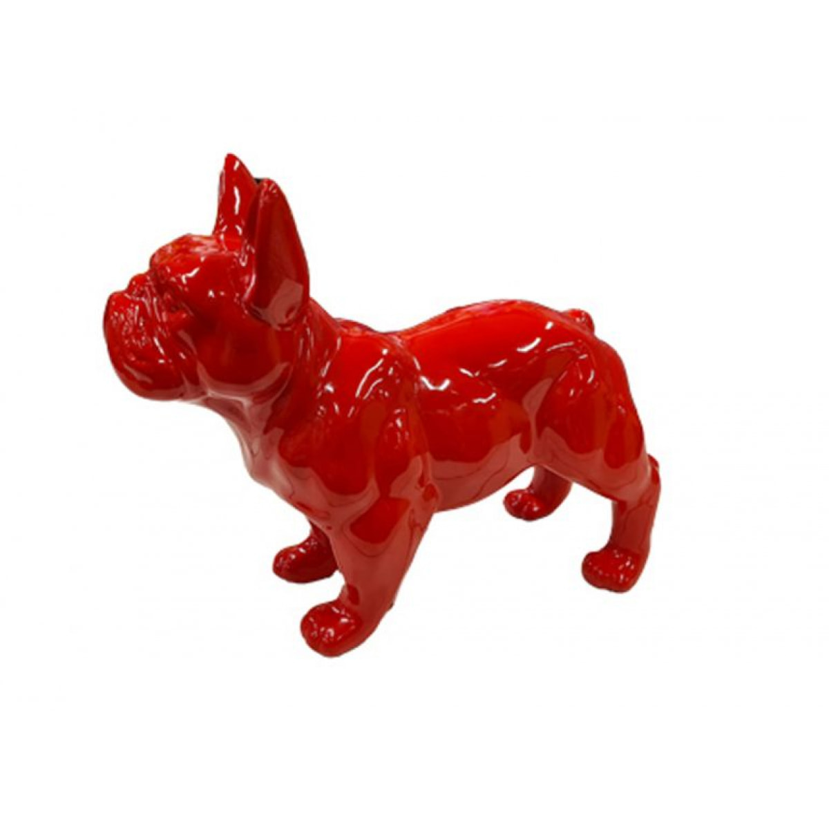 Statuette chien rouge bouledogue en résine H18cm - RUDY