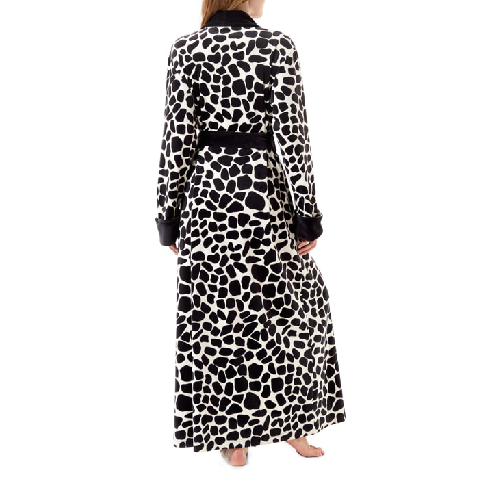 Bata larga smocking cruzada negro