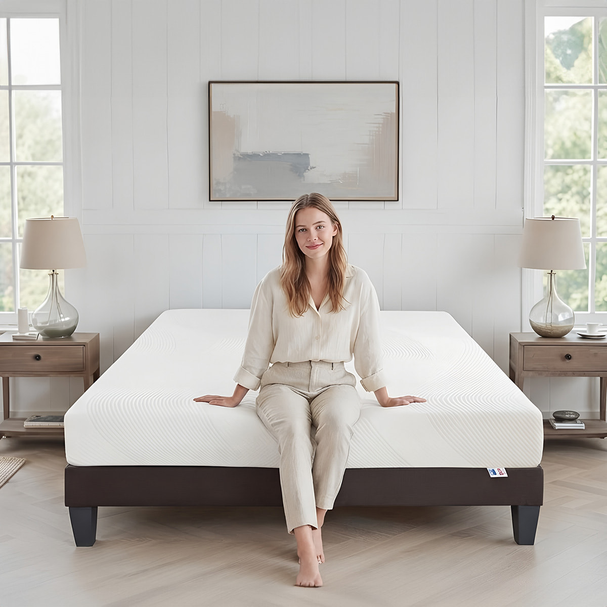 Ensemble Matelas Paris & Sommier KIT15, 24 cm, Mémoire de Forme, technologie Tri-Lattes, Soutien Ferme