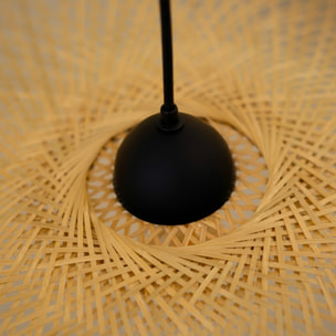 Suspension D75 cm en bambou avec fil noir - Jipi