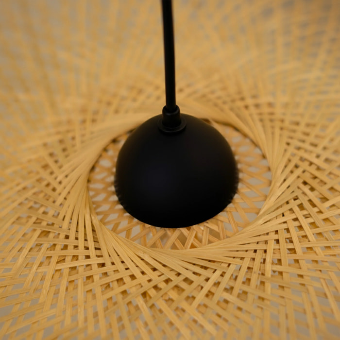 Suspension D75 cm en bambou avec fil noir - Jipi