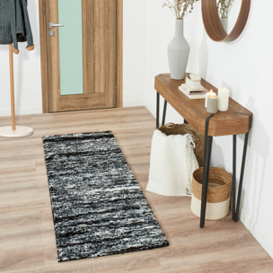 Oslo - tapis moderne abstrait à poils longs noir