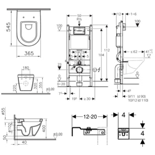 Pack WC Bati-support Geberit Duofix + Cuvette suspendue Vitra S50 avec bride + Abattant soft close + Plaque blanche (S50Geb3)