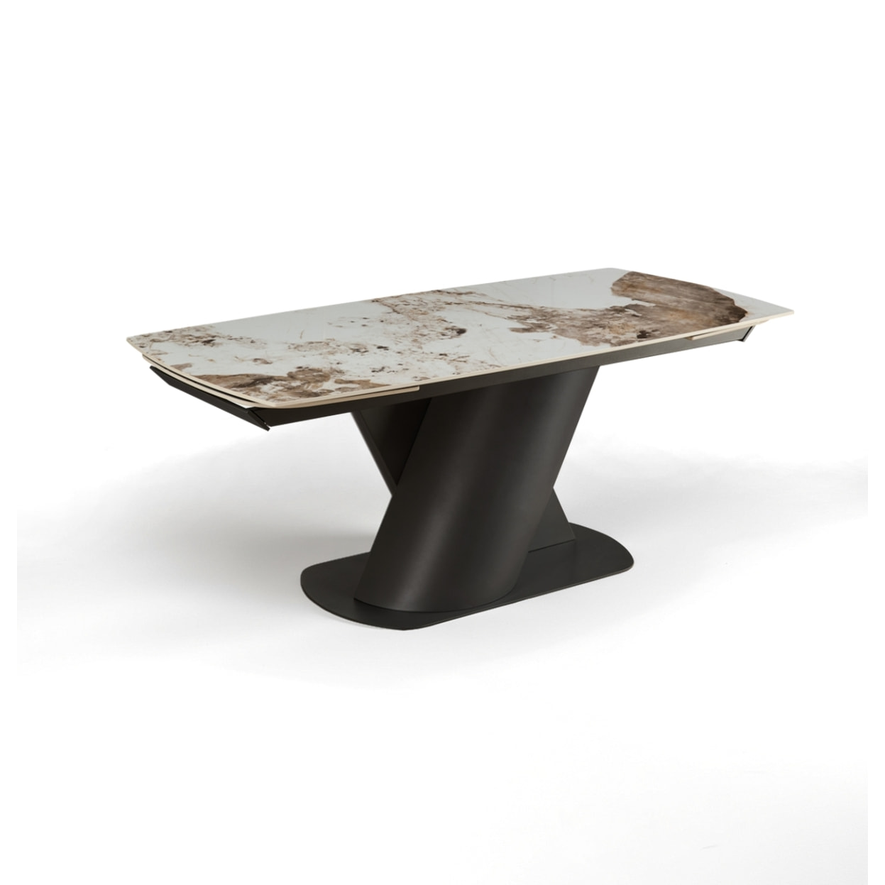 Table à manger extensible Tomasucci JAN, en céramique, marbre onyx, noir, 180/220/260 × 90 × 75 cm