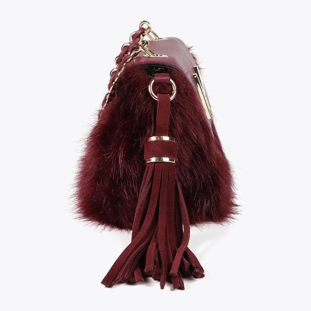 Tracolla in pelle effetto pelo