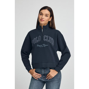 Felpa blu marino a collo alto e logo Established 2012 Polo Club