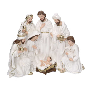 Presepe in resina bianco cm23x12,5h19,5