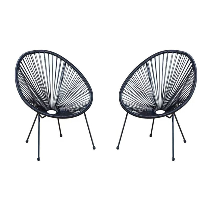 Set de 2 Chaises de jardin Noir - LIO