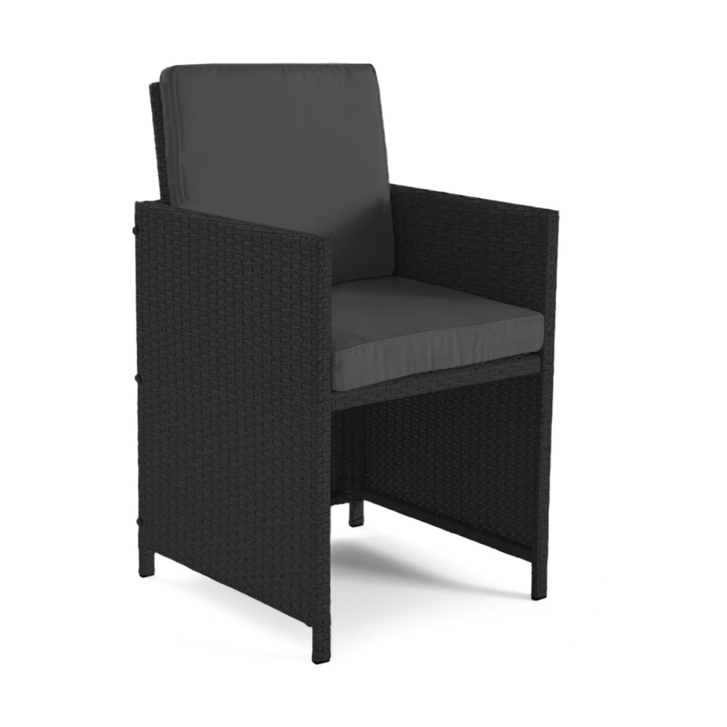 Cuba – salon de jardin encastrable en résine tressé noir - 14 places - coussins gris + housse de protection - Beige