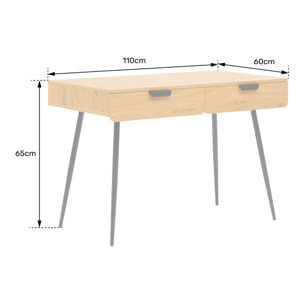 Bureau en bois 2 tiroirs LOUIS