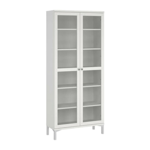 Vetrina Wutip, Credenza espositiva, Vetrinetta multiuso, Madia da soggiorno, 89x36 h203 cm, Bianco