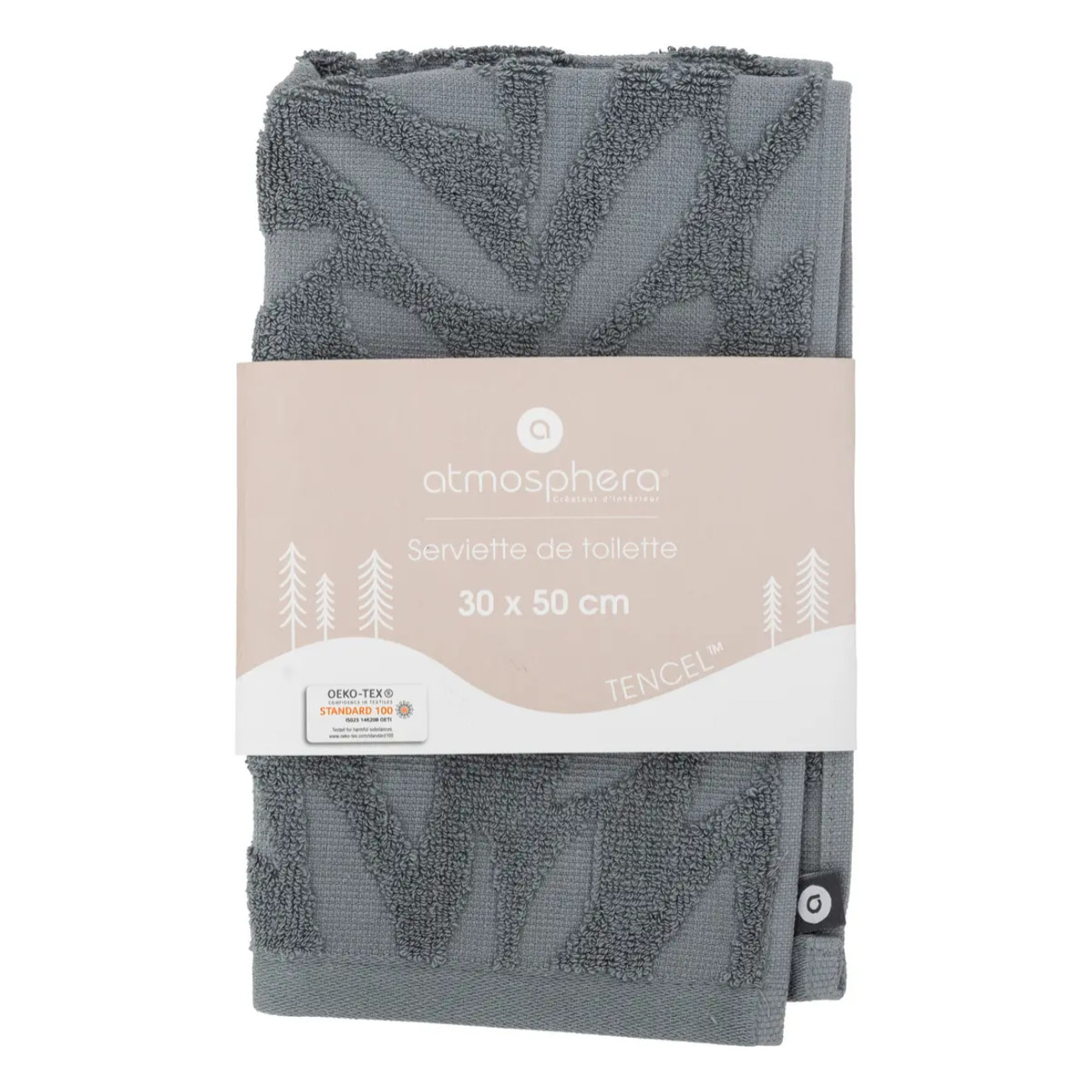 Serviette de toillette "Sea View" coton gris ardoise 30x50cm