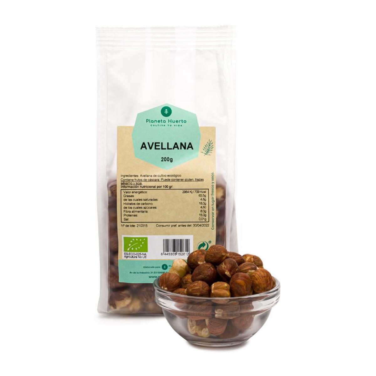 PLANETA HUERTO | Avellanas Crudas ECO 200 g - Fuente Natural de Proteínas y Grasas Saludables