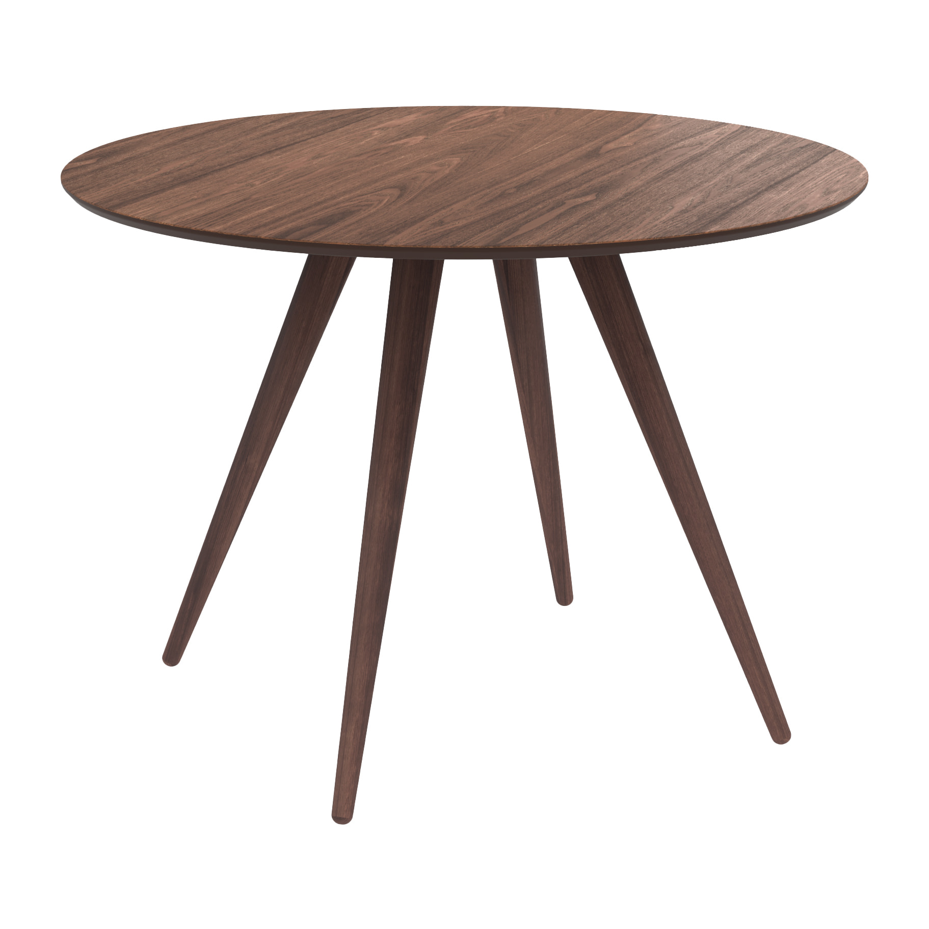 Table ronde 4 personnes en bois foncé finition noyer D105 cm - Liwa