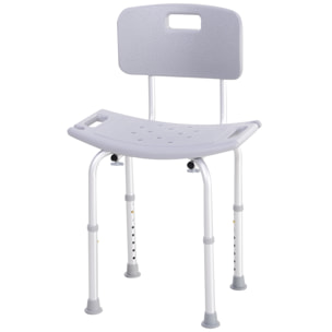 Chaise de douche siège de douche ergonomique hauteur réglable pieds antidérapants charge max. 136 Kg alu HDPE gris