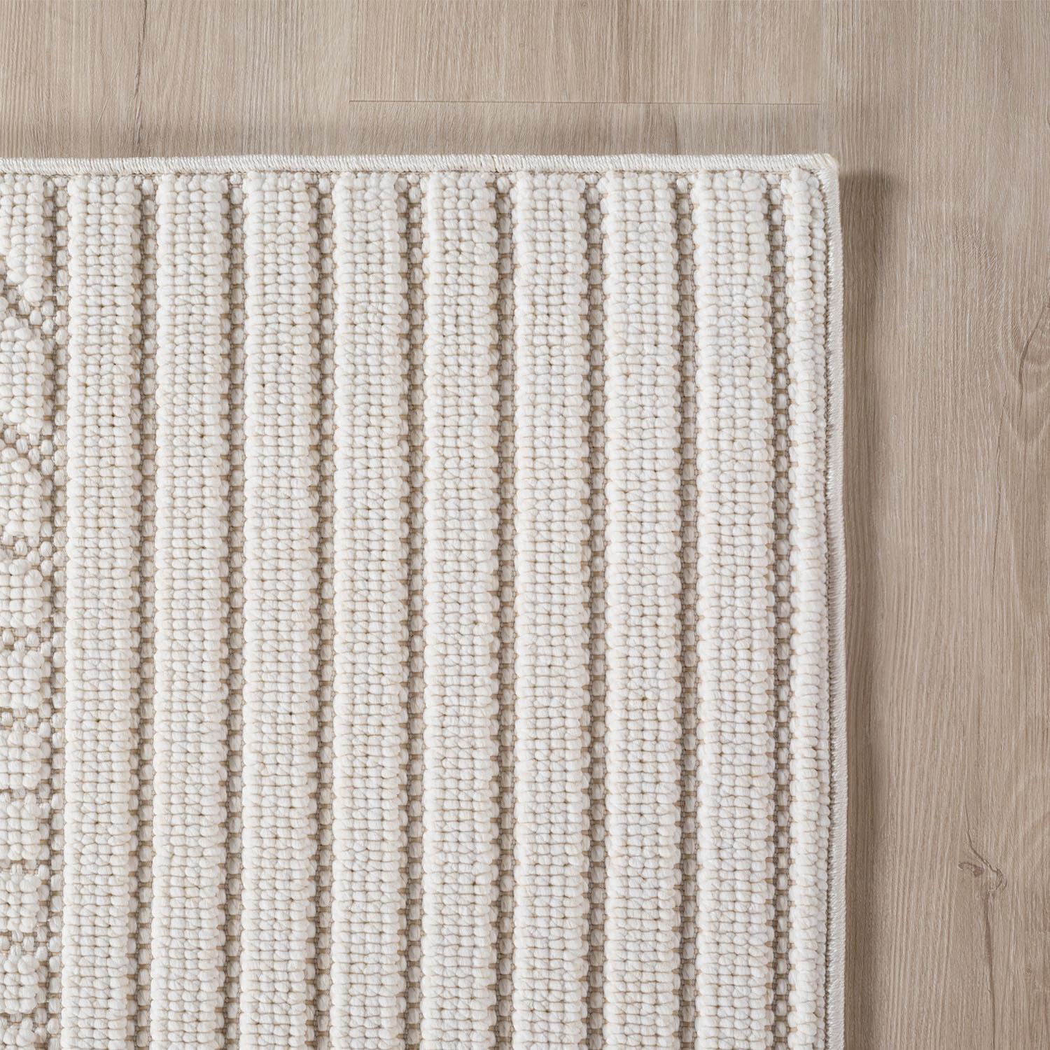 HELIX - Tapis moderne effet laine bouclé à motif géométrique en relief crème