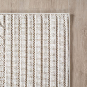 HELIX - Tapis moderne effet laine bouclé à motif géométrique en relief crème