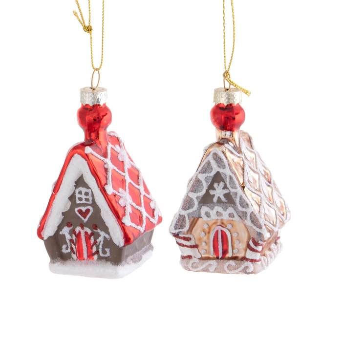 Decorazione Casetta da appendere - Pezzi 4 - Colore Multicolore - 5x9Hx5cm - Bianchi Dino