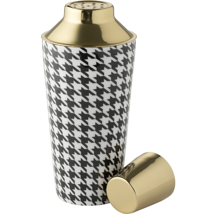 J-Line shaker à cocktails Pied-De-Poule - acier - noir/blanc