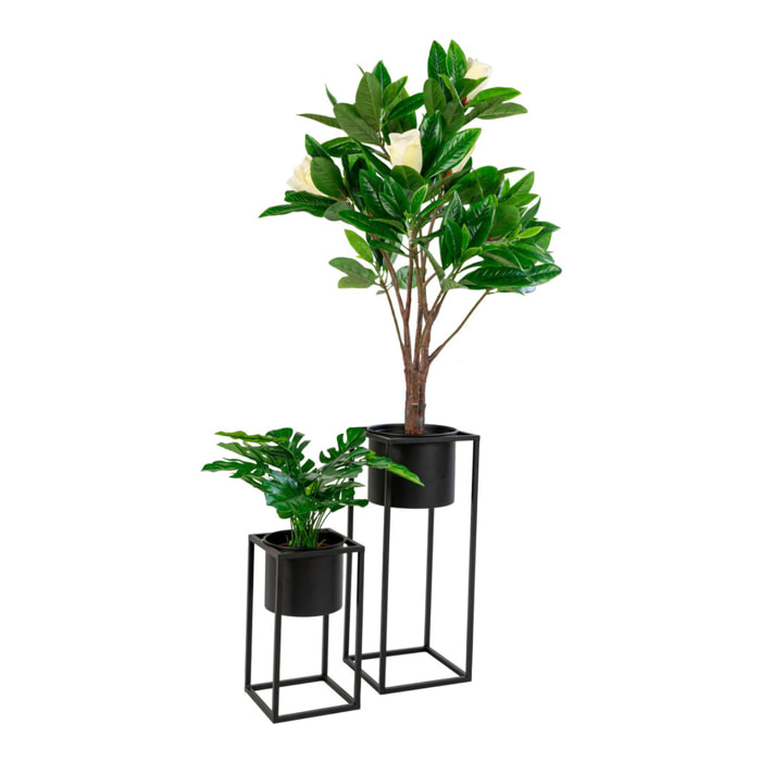 Set 2 vasi da fiori Marla in acciaio nero