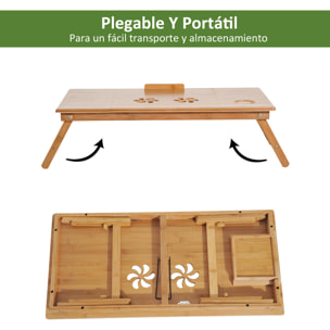 Mesa de Ordenador Portátil Plegable Reclinable de Bambú