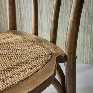 Chaise vintage bois et rotin (lot de 2) BASTILLE